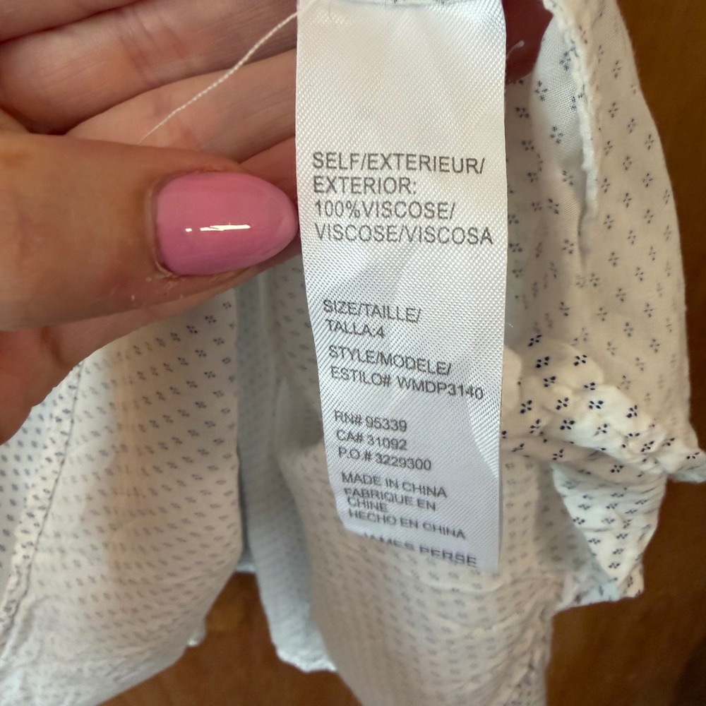 James Perse White Printed Pleated Sleeveless Babydoll Top Size 4 - Picture 9 of 14